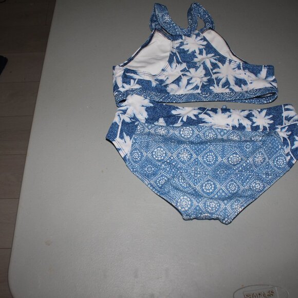 Blue & White 2 Pcs Justice Bikini Swimsuit Size 14 - Picture 5 of 11